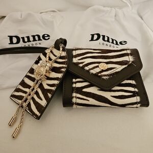 Dune London Zebra Print Haircalf Wallet & Luggage Tag Set